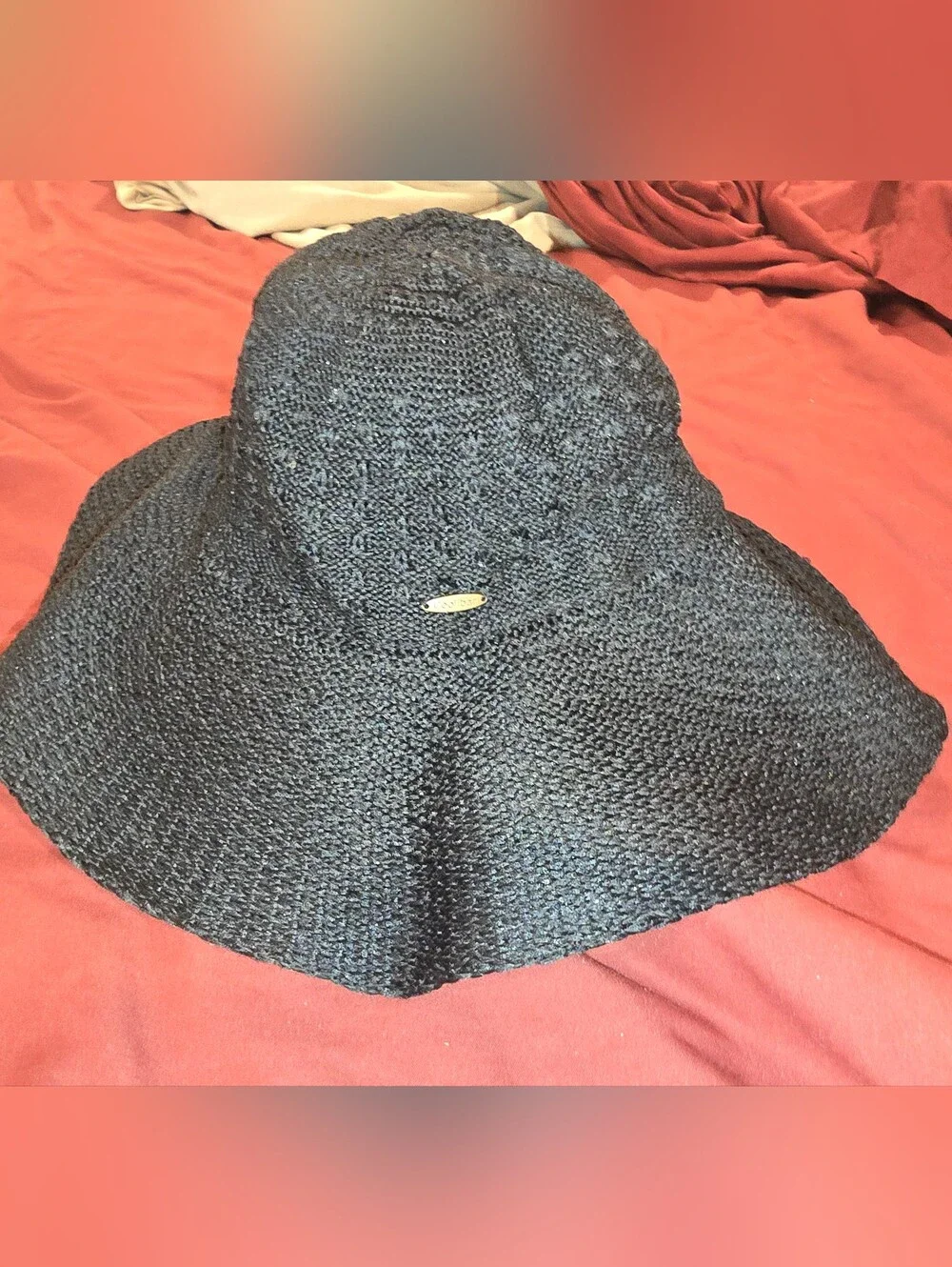 Women’s Black Wide-Brim Crochet Sun Hat